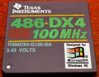 Texas Instruments 486 DX4 100MHz CPU TI486DX4-G100-GA 3.45 Volts (4085977-0004) Designed for Windows 95 Logo Taiwan 1996
